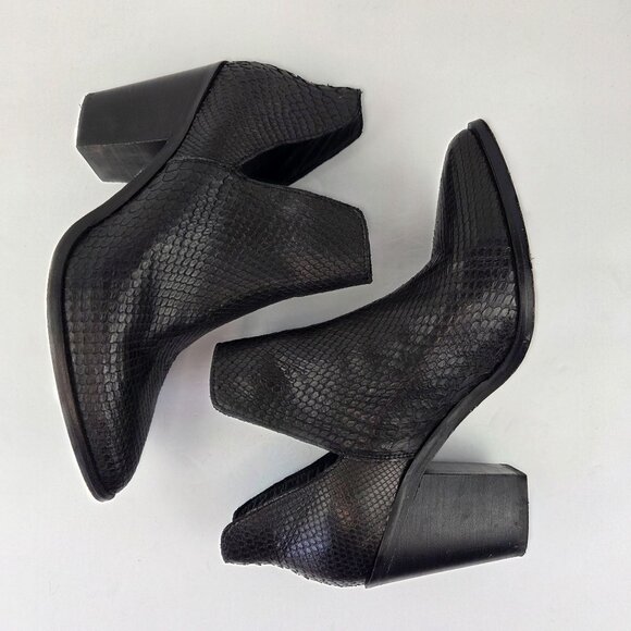 Lucchese Alma Exotic Black Python Vamp Leather Ankle Booties 9.5M - Picture 3 of 13